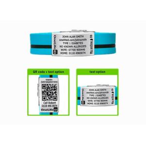 Safety QR Code Silicone Wristbands , Silicone Sports Bracelets With Blue Line