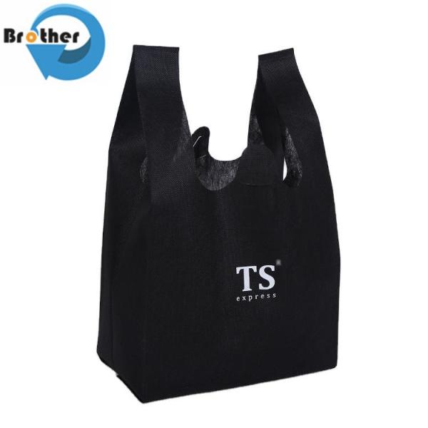 Cheap Eco-Friendly Reusable W Cut T Shirt Vest PP Non Woven Supermarket Tote Grocery Shopping Carry Gift Bag for Sale