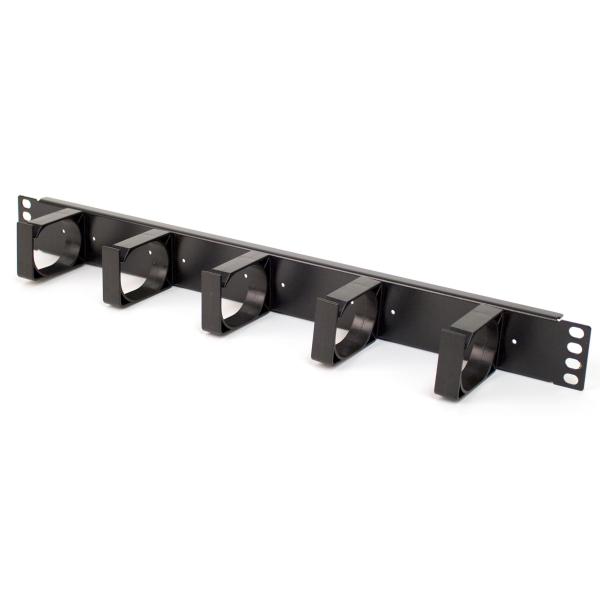 Metal Cable Management Panel Black Color With 5 D Rings Horizontal Install