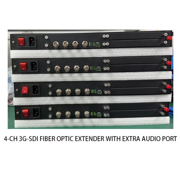 4-Ch 3G-SDI Fiber Optic Extender With Extra Audio Port