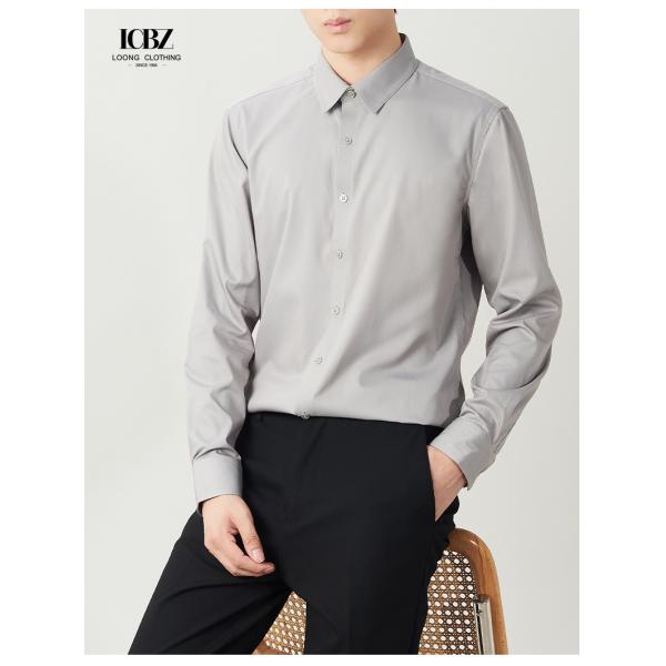 Gender Men Slim Fit Dress Shirt with Logo 100% Mercerised Blue/Red/Green/White Formal