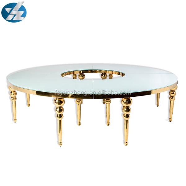 Buy Gold Non Foldable Dining Round Wedding Table 1 Year Warranty at wholesale prices