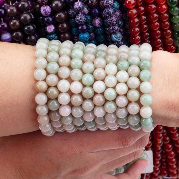 She Tai Jade Round Bead Natural Crystal Gemstone Different Bead Size Loose Bead Strands for DIY Jewelry Making