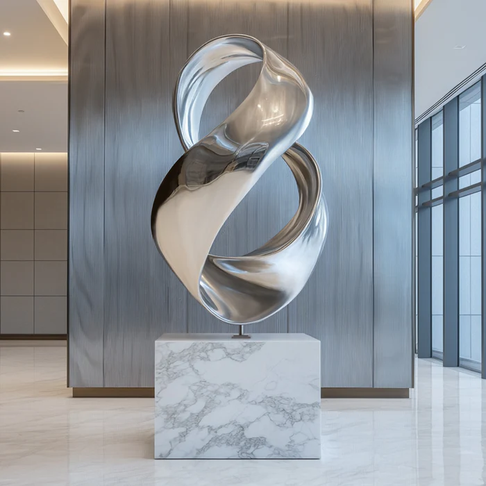 Contemporary Modern Abstract Infinity Stainless Steel Sculpture