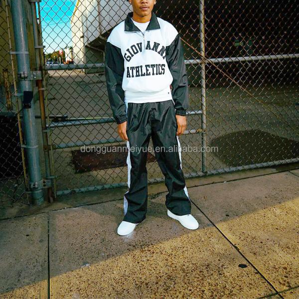 Custom Jogger Men Cropped Hoodies Windbreaker Half Zipper Nylon Polo Shirt Athletic Sweatpants and Hoodie Set Men's Tracksuit