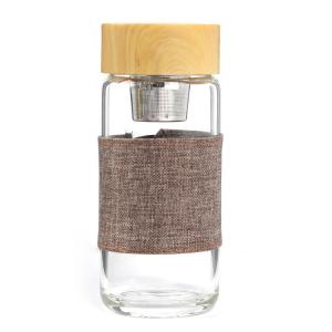 Bamboo Lid Glass Water Bottle With Protective Sleeves
