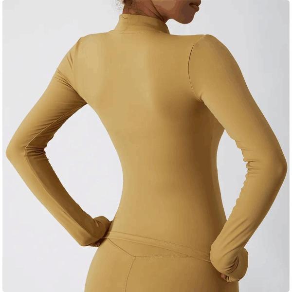 Nude Feeling Thumb Cuff Design Jogging Wear Women&prime;s Jacket Yoga Workout Top Full Zip Slim Fit Training Wear Tracksuits