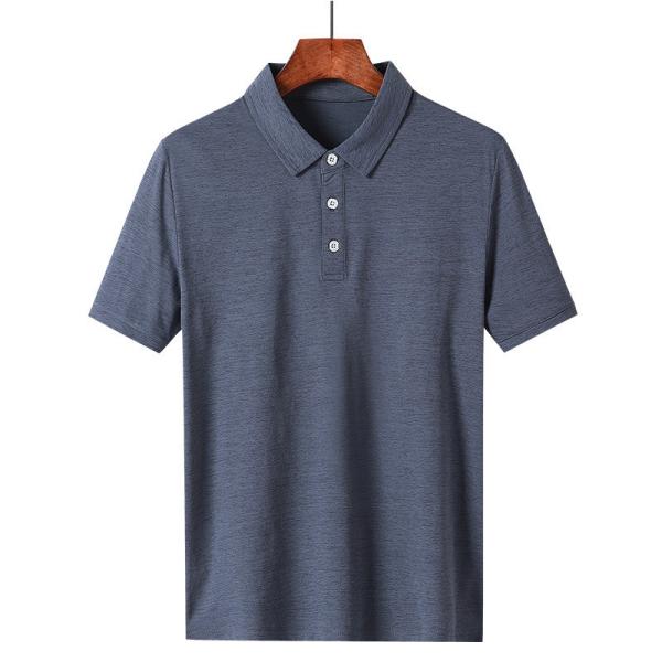 White Lapel Middle Aged OEM T Shirts Business Ice Silk Quick Dry Shirt