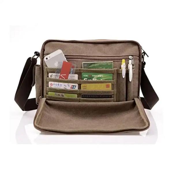 Portable Canvas Offset Print Crossbody Messenger Bag Women'S 13.8 X 4 X 10.8 Inches