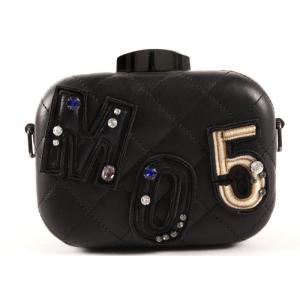 Quilted Black And Gold Clutch Purse Box Shaped With Letters Decorate