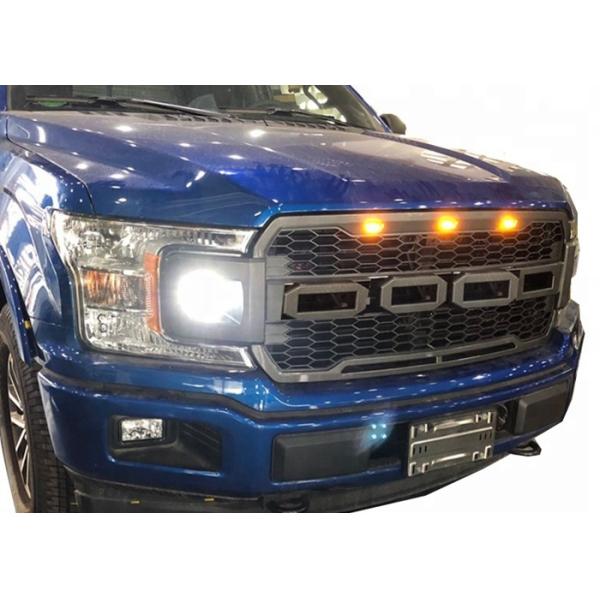 Custom Ford Raptor Grill Mesh With LED Lights F-150 Matte Black