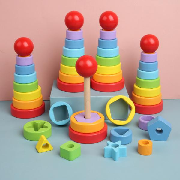 Buy 5.51in Wooden Montessori Baby Toys Beech Wood Teether at wholesale prices