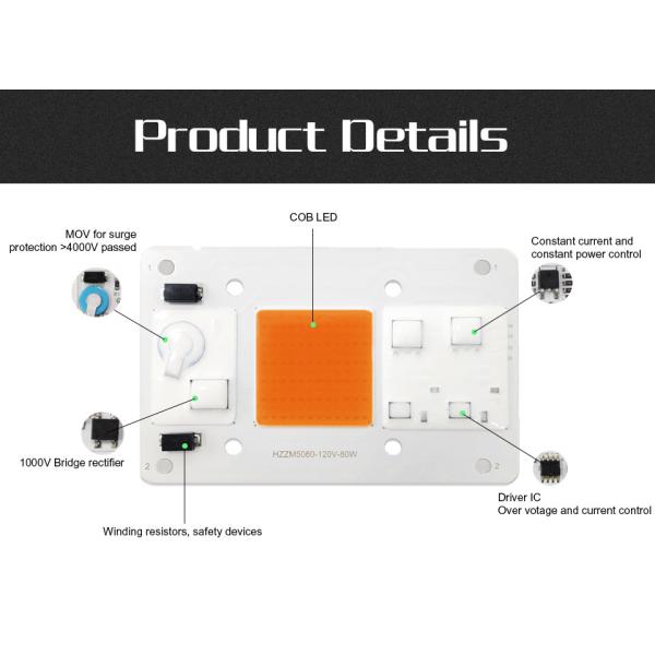 110V Solderless High Power Cob Led 80W High Luminous Efficiency