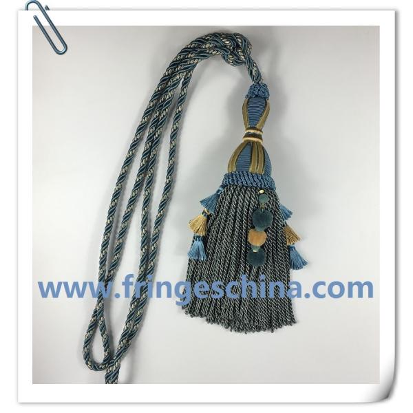 Fancy custom long tassel fringe trimming for curtain attractive tieback hanging