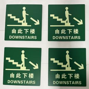 Aluminum Downstairs Photoluminescent Safety Signs Glow In The Dark