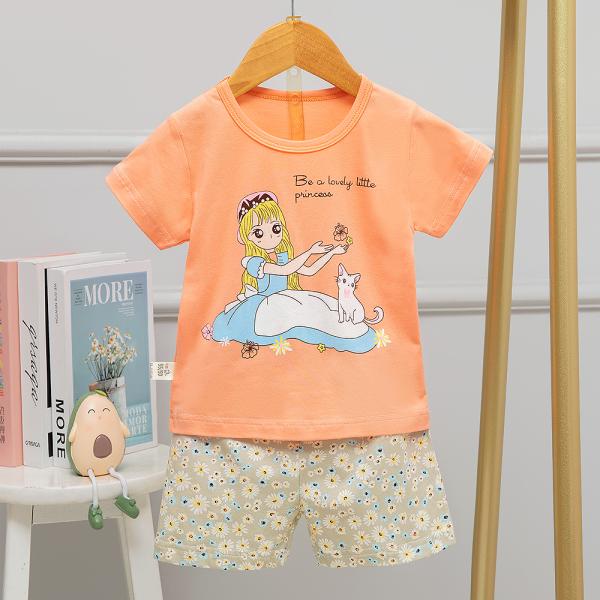 Children'S Home Girls Summer Pajamas Shorts Blonde Girl Korean