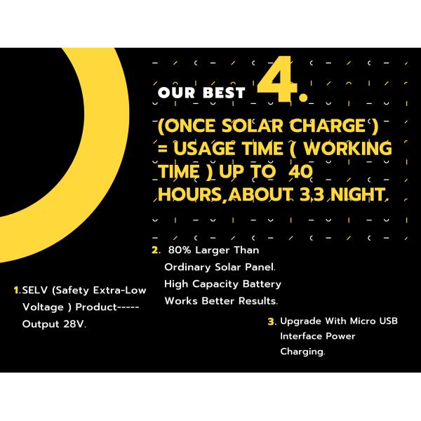 Yellow Solar Powered Copper Wire Lights Garden 1000 MAH 20m Length