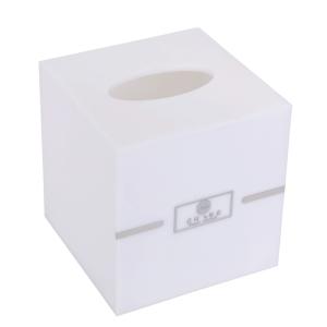 White acrylic with stainless stick tea box can hotel supply