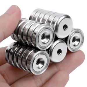D20 MM 20lbs NdFeB Pot Magnet with Countersunk Hole Total height H 7.2 mm Hole