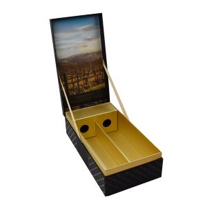 Customize Logo Lid Base Wine Box Packaging For 2 Bottles With UV Coating Matt