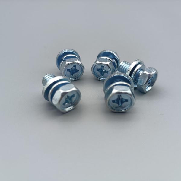 Buy Zinc Coated Phillips Hex Head Screw With Spring / Flat Washer Kit at wholesale prices