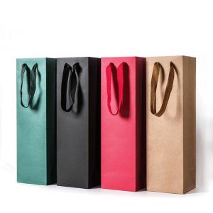 Quality Personalised Kraft Bags Printed Bottle Gift Carry Packaging Environmental Friendly for sale