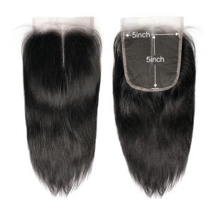 4X4 5x5 6x6 Straight Cambodian Virgin Hair Lace Closure Natural Color