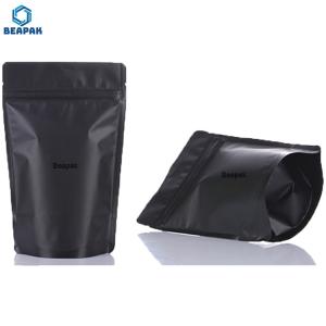 China Matte Black Reusable PE 8oz Aluminum Foil Stand Up Bag on sale
