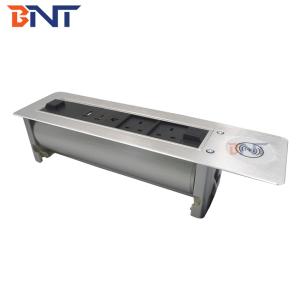 Recessed conference motorized rotating table top socket with built in desk