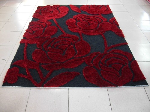 Buy Flower Structured Acrylic underlay Polyester Face Shaggy Rug Carpet at wholesale prices