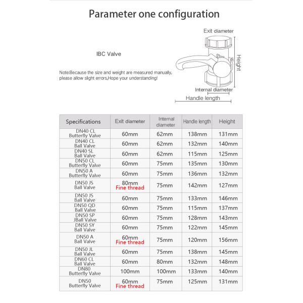 HDPE Body Material DN80 Butterfly Valve perfect for UMETASS Food Grade IBC Tank 100MM