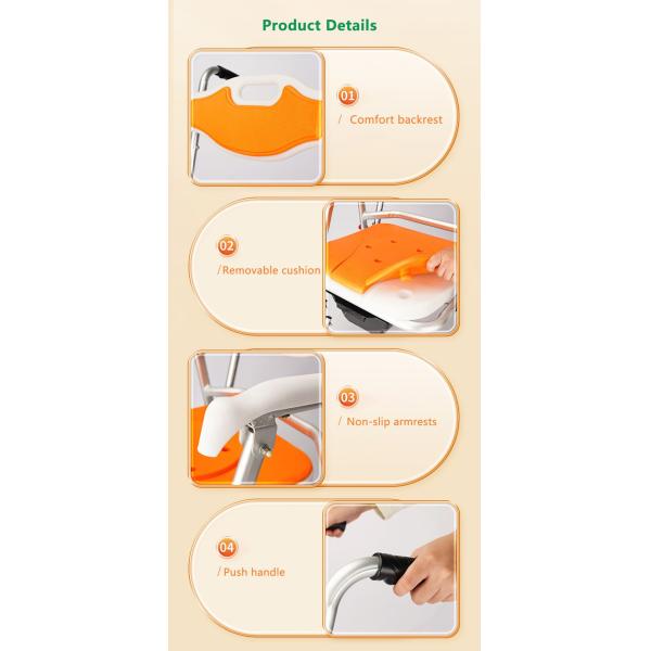Lightweight Foldable Commode Chair Corrosion Resistance For Elderly And Disabled