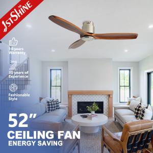Modern 52" Low Profile DC Adjustable Wind Flush Mounted Ceiling Fan with Wood