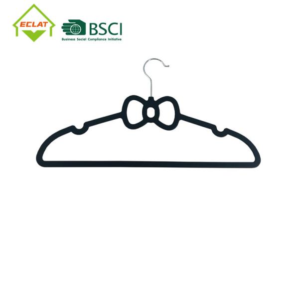 Buy Bow Shaped Heavy Duty Plastic Hangers Chrome Metal Hook Notched at wholesale prices