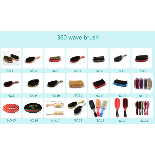 Red Woodgrain 360 Wave Curve Brush Abeis Custom Logo PU Paint Boar Bristle Palm