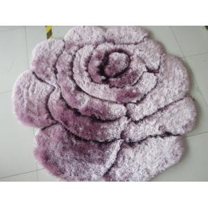 3D Rose Design Polyester Silk 2400G/SQM Shaggy Carpet Rug