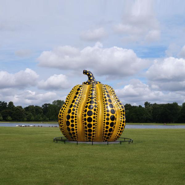 Modern Contemporary Colorful Outdoor Fiberglass Pumpkin Sculpture