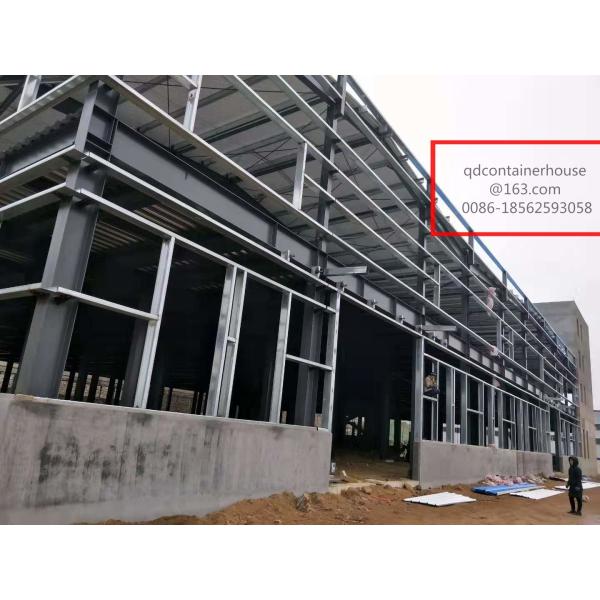 Hot Dip Galvanized Fireproof Steel Warehouse Construction With 2 Level Long