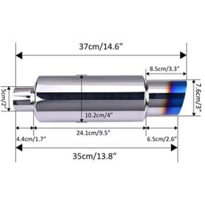 2" Inlet 3" Outlet Sus409 14.8" Length Universal Exhaust Muffler For Suv