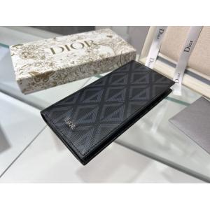 Embossed Vertical CD Christian Dior Mens Wallet Diamond Zippered
