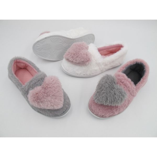 Warm Comfortable Womens House Slippers With Trims On Top Memory Foam Sock
