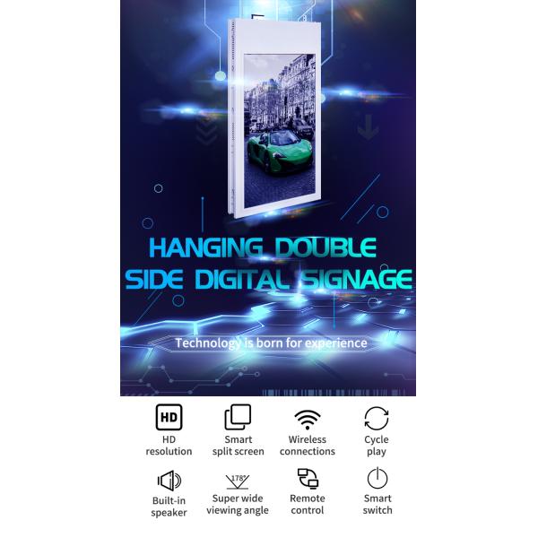 55'' Hanging Double Sided Commercial Digital Signage Displays Ultra High Brightness For Window Displays