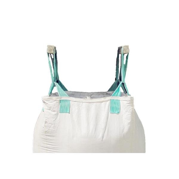 4 Loops White Bulk Grain Bags , Flat Bottom Full Open Top One Ton Tote Bags