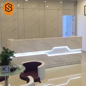 Seamless Splicing Solid Surface Reception Desk With Led Light , Front Office