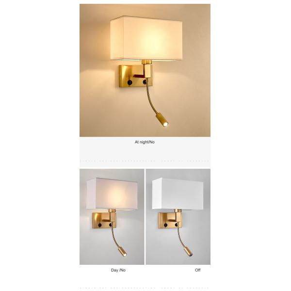 Modern style hotel room wall lamp Chinese style with switch bedside wall lamp square fabric wall light wholesale