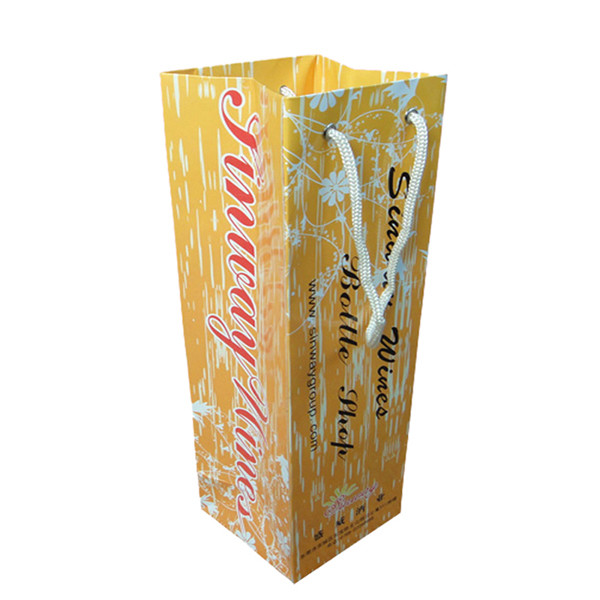 Buy Custom Personalised Wine Bottle Paper Bags Packaging With Design Printing at wholesale prices