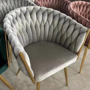 Modern Velvet Upholstered Dining Chair with Gold Metal Legs