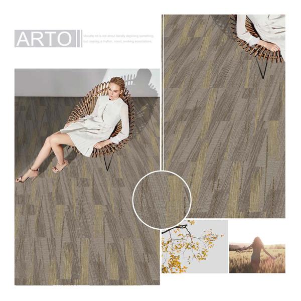 Buy 20" X 20" Level Loop Gule Down Custom Print Carpet Tiles With PVC Backing at wholesale prices