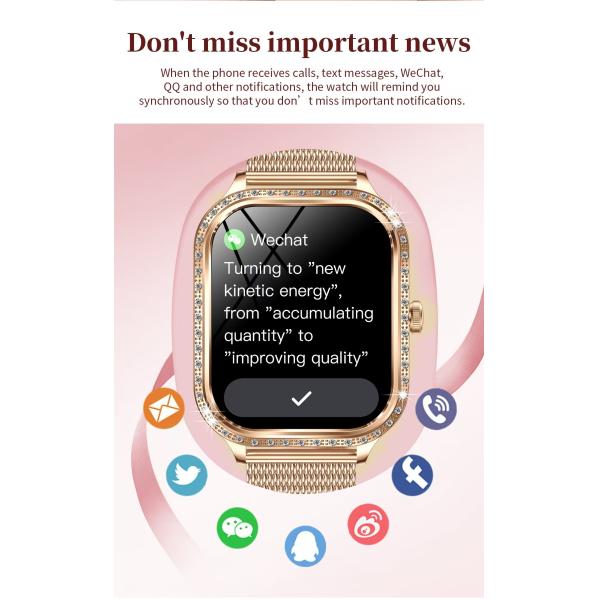 MK88 Women Smart Watch , Multi Sport Smart Watch Health Monitoring BT Call Blood Oxygen