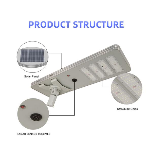 All In One Solar Street Courtyard Light Manufacturer Round Corner 3 Heads 150W 715x350x60mm